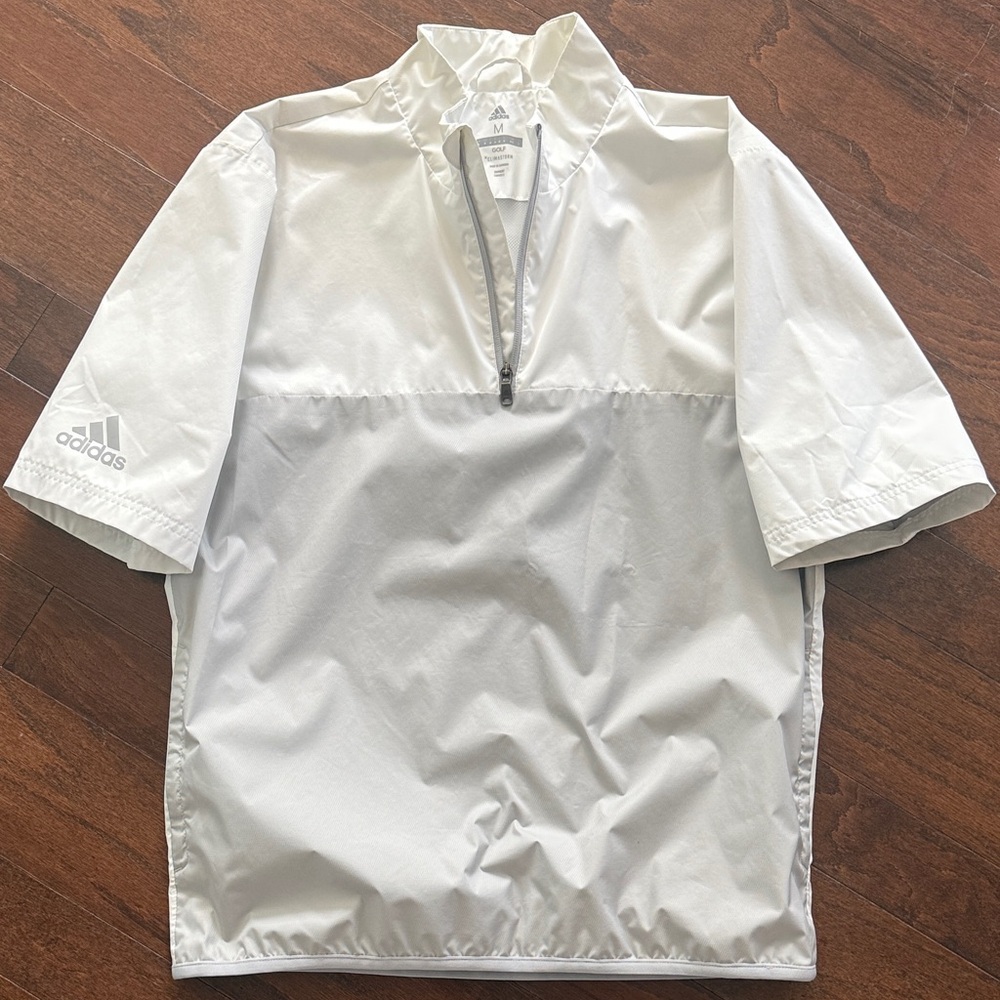 Adidas Men's Light Gray Half-Zip Windbreaker